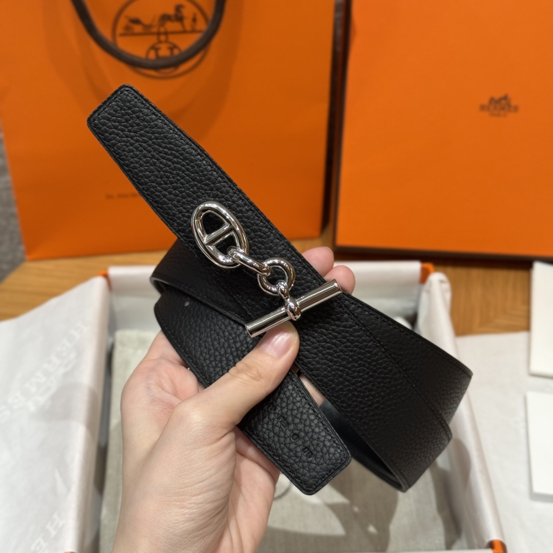 에르메스 셰느당크르 링크 양면 가죽 벨트 상세 이미지 3