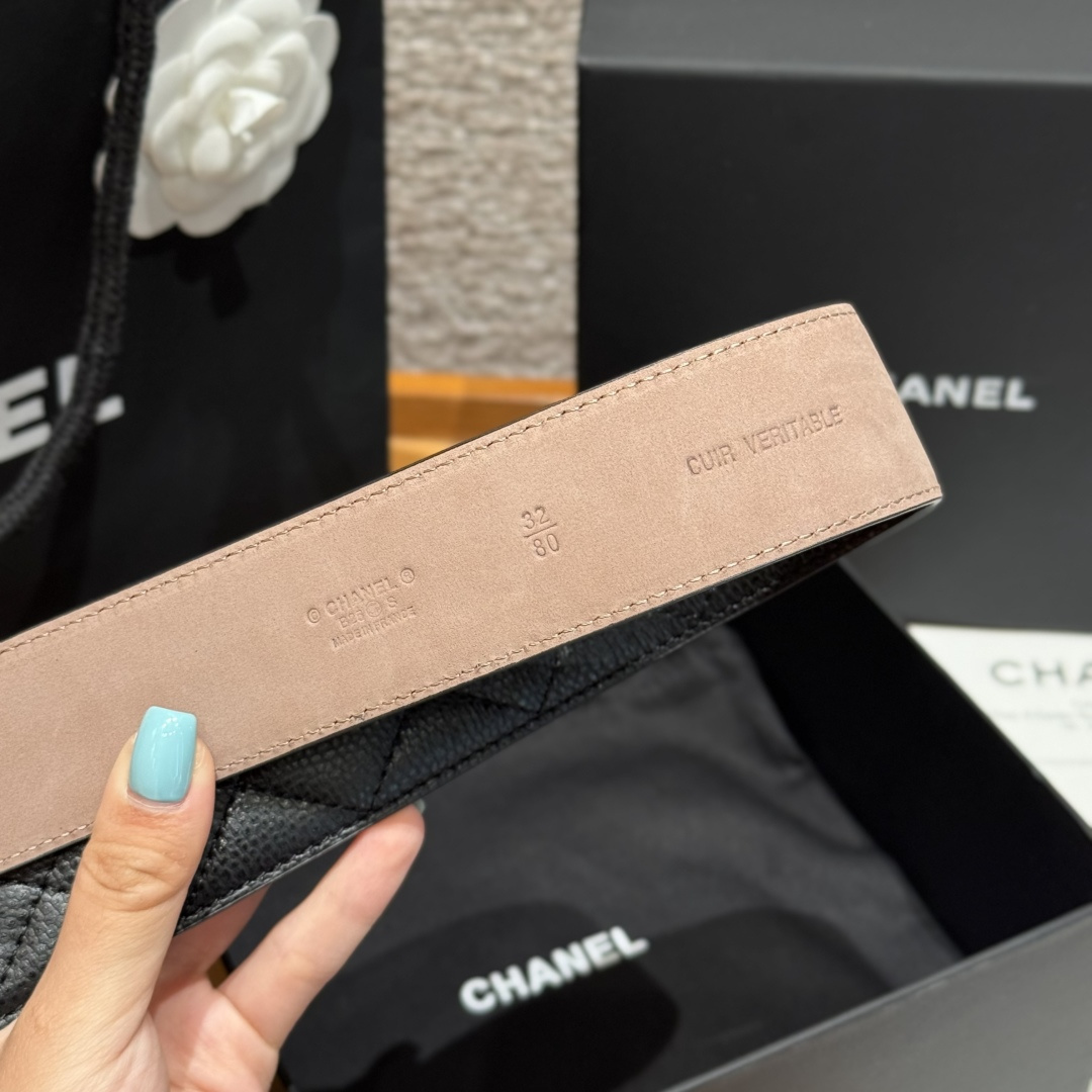 -香家新款女士腰带 经典羊皮皮革双C扣 金色的双C扣是香家的标志性设计 黑色皮带 4.0cm