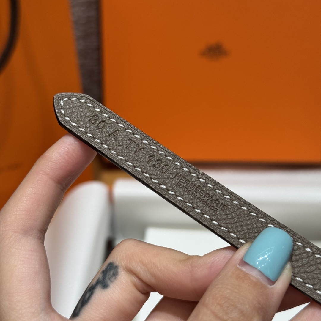 에르메스 미니 H 버클 양면 가죽 벨트 상세 이미지 6