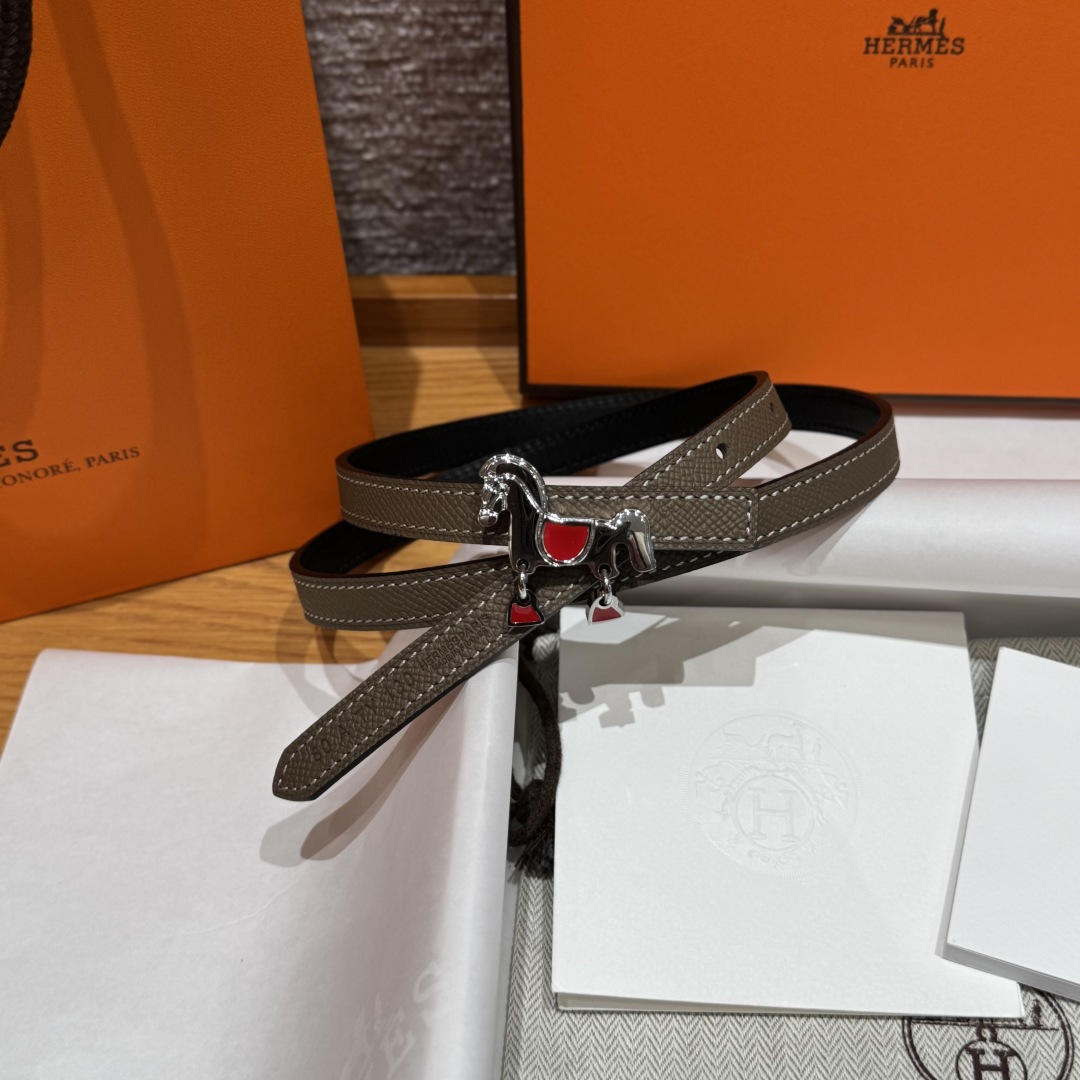 Hermès Glenan Women's Belt with Horse Buckle, 13mm Reversible Leather Strap 1 cmp i1750761435877 3141 0 0