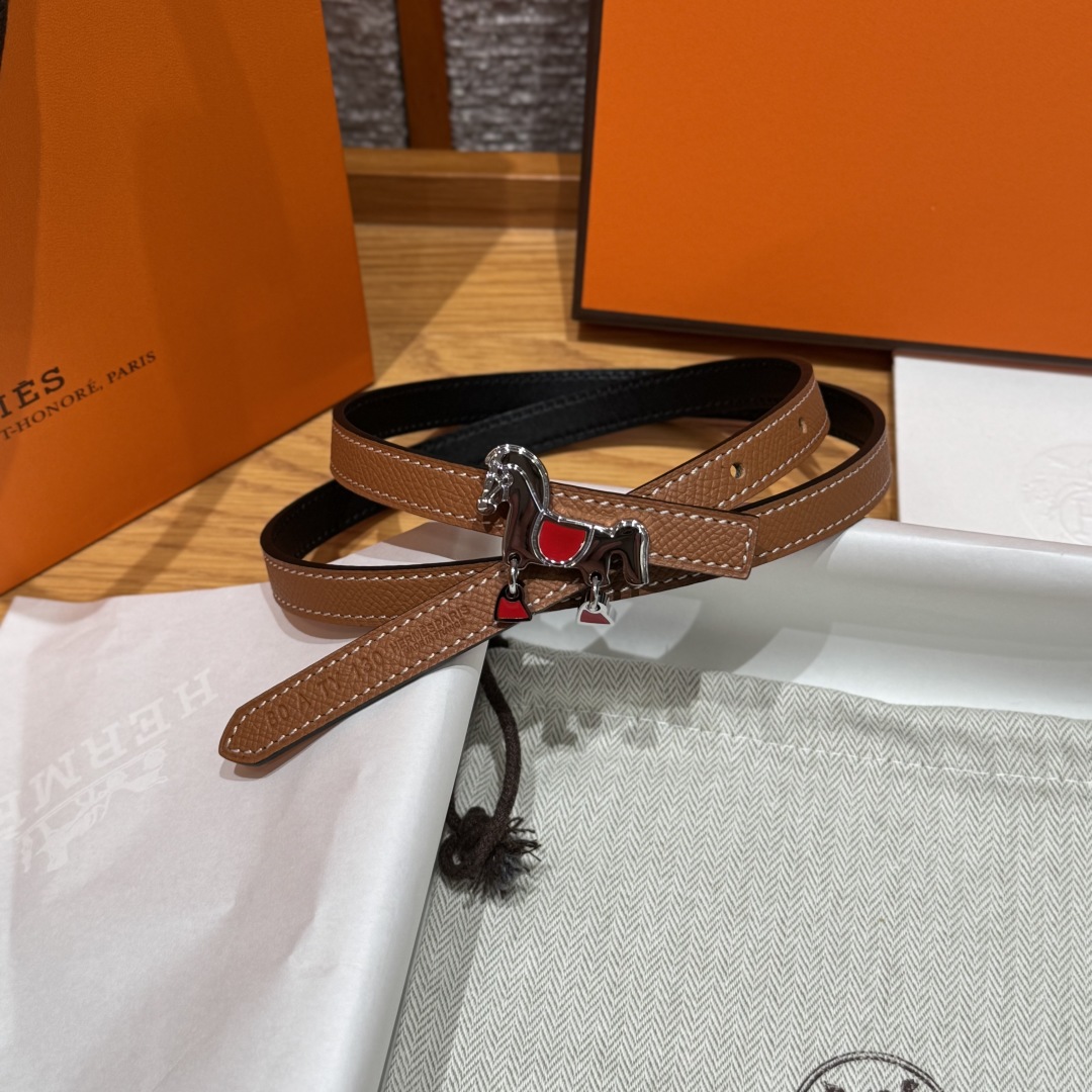 Hermès Glenan Women's Belt with Horse Buckle, 13mm Reversible Leather Strap 3 cmp i1750761435881 4523 0 2