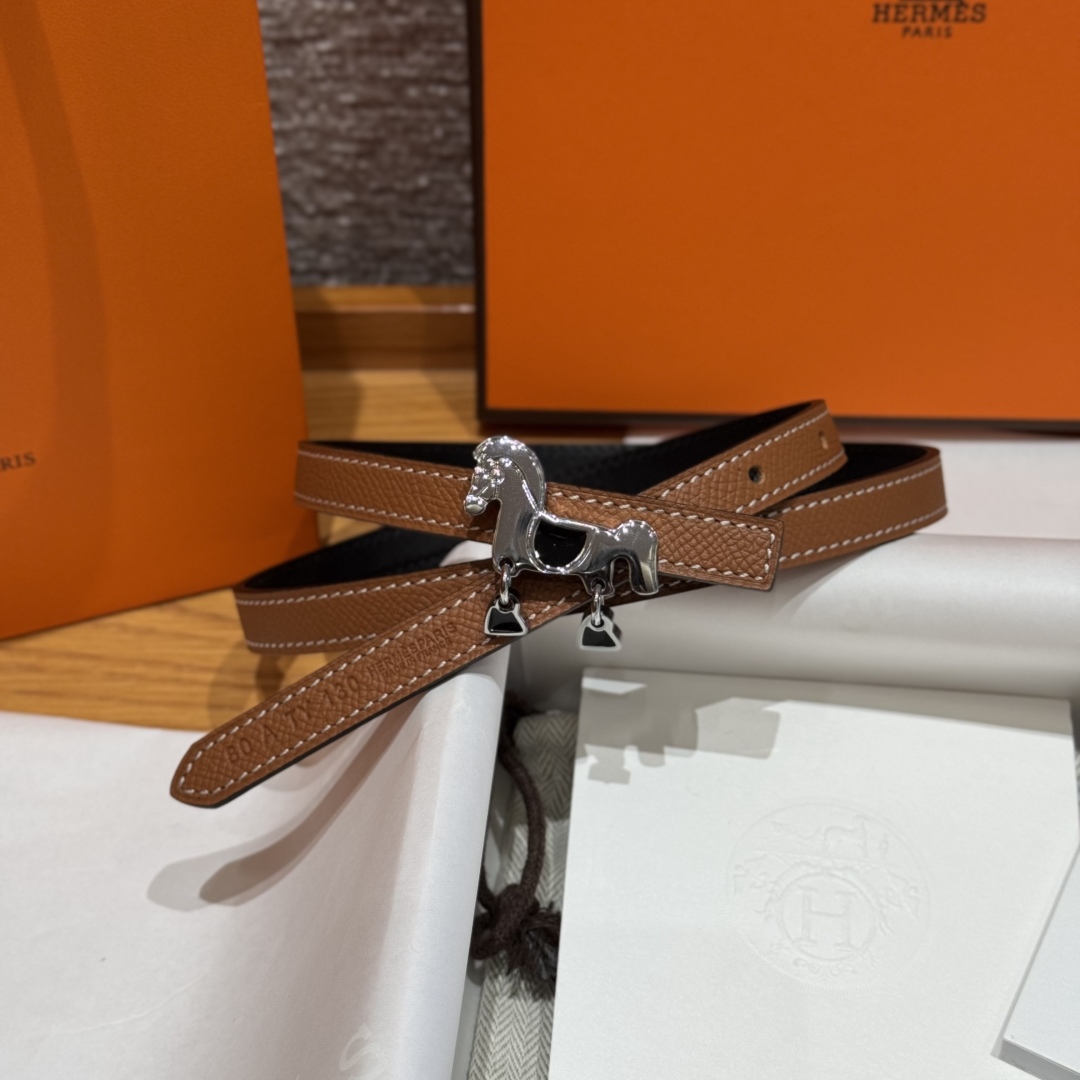 Hermès Glenan Reversible Leather Belt with Horse Buckle, 13mm 10 cmp i1750761908681 365 0 8
