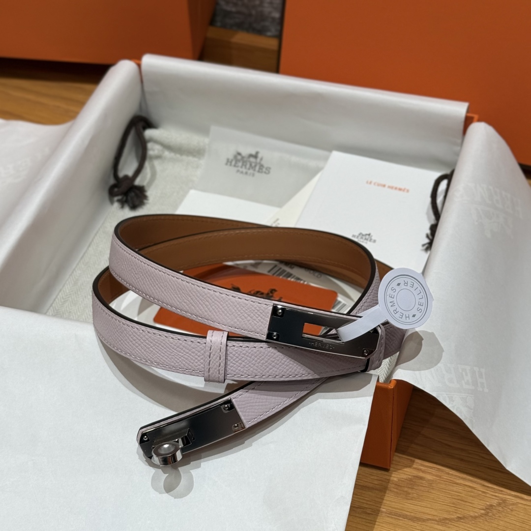 Hermès Kelly Belt in Hunter Leather with Palladium-Plated Buckle, 18 mm, Lilac 1 cmp i1751953071744 7198 0 0