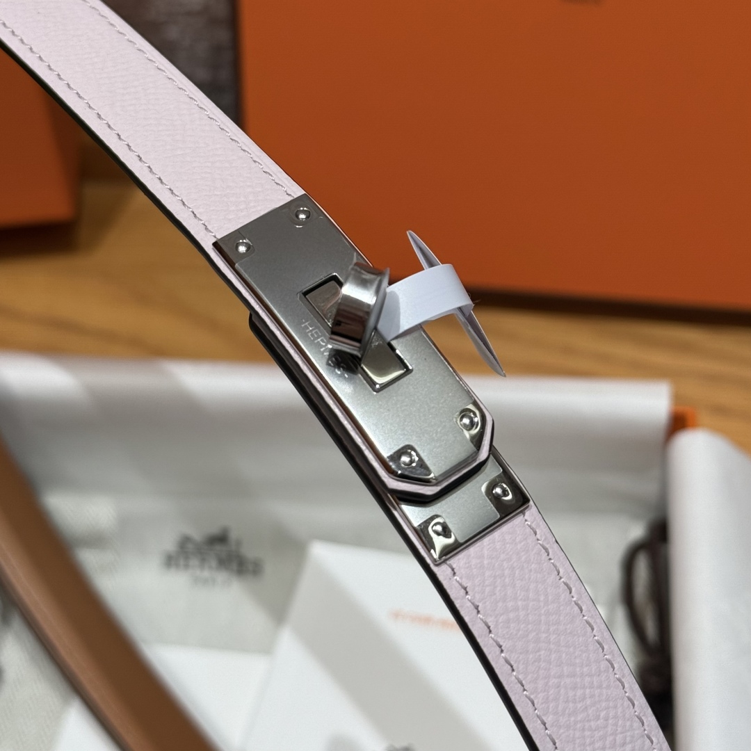 Hermès Kelly Belt in Hunter Leather with Palladium-Plated Buckle, 18 mm, Lilac 7 cmp i1751953071744 796 0 3