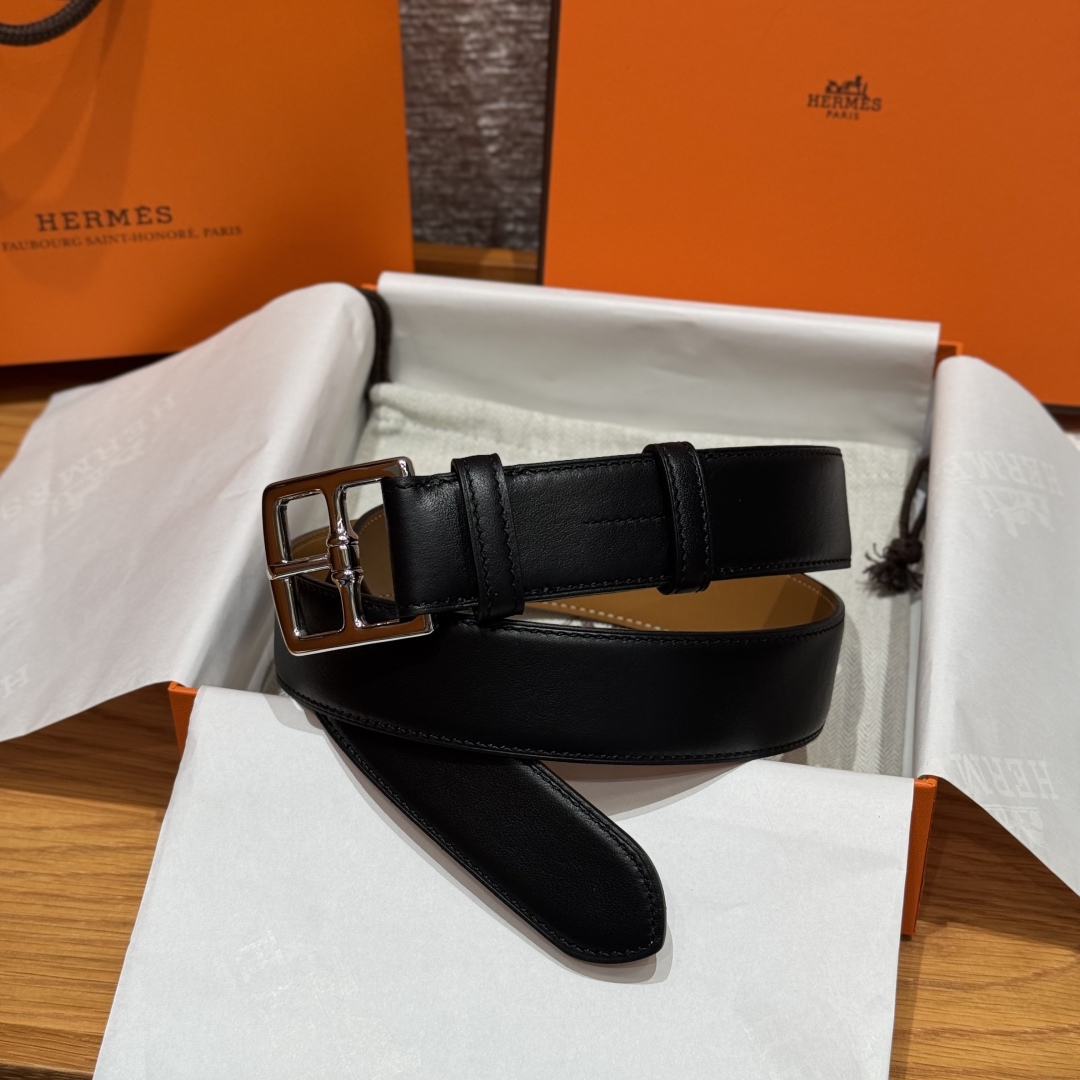 Hermès Men's Reversible Leather Belt - Black/Tan, Silver Buckle, 35mm Width 1 cmp i1752207636084 7305 0 0