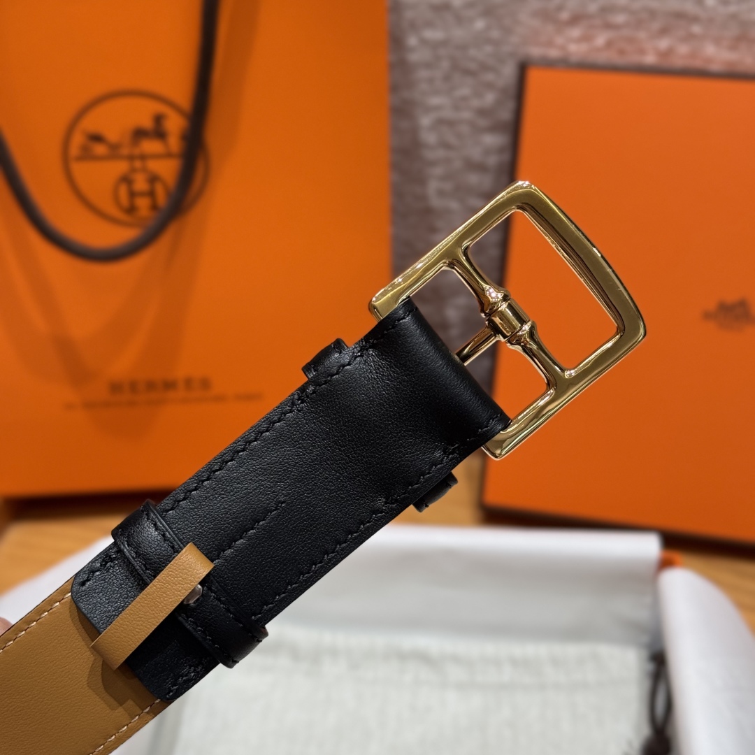 Hermes Men's Reversible Leather Belt with Gold Buckle - Black & Tan, 35mm 7 cmp i1752207644154 595 0 3