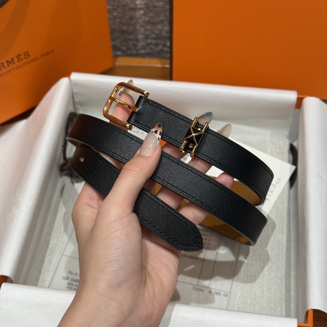 Hermès Mini Clou 20 Belt Swift Leather, Gold Plated Buckle, 20 mm Width 2 cmp i1754112385511 9964 0 1