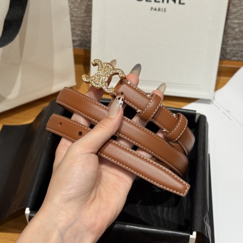 Celine Triomphe Small Diamond Belt with Gold Finish Buckle in Brown Leather 1 Celine Triomphe Small Diamond Belt with Gold Finish Buckle in Brown Leather