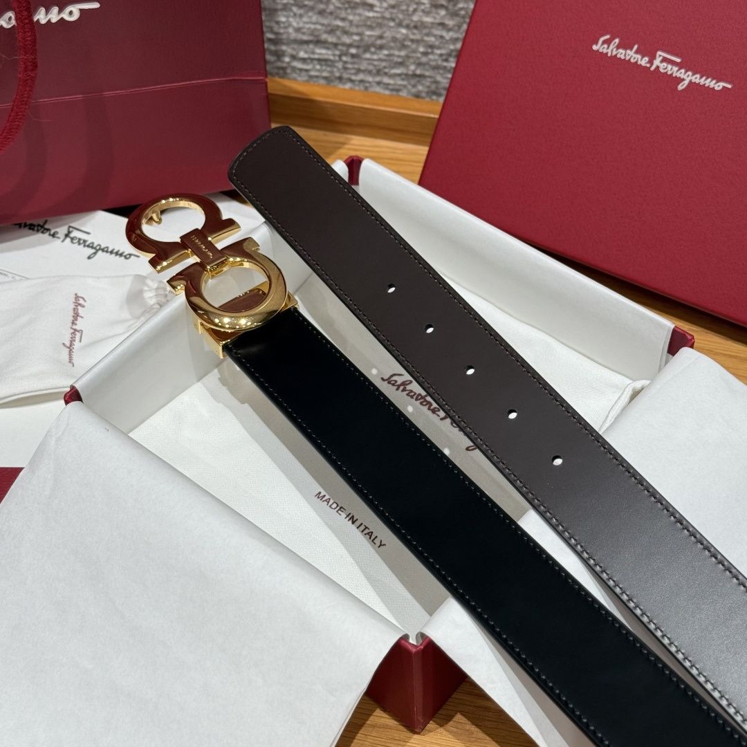 SF双面可调式Gancini皮带这款皮带是品牌的经典配饰之一，高贵优雅，经典不衰，这款皮带配有经典Gan