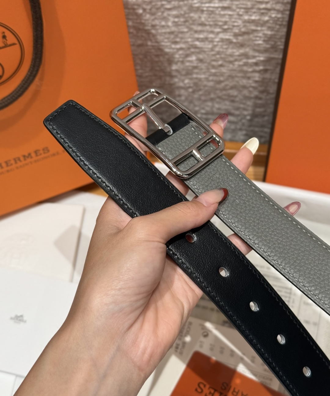 에르메스 케이프코드 32mm 리버시블 송아지가죽 벨트 상세 이미지 6