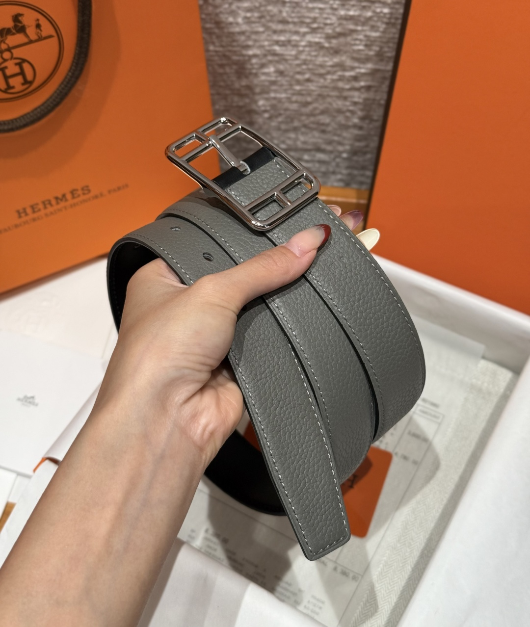 에르메스 케이프코드 32mm 리버시블 송아지가죽 벨트 상세 이미지 2