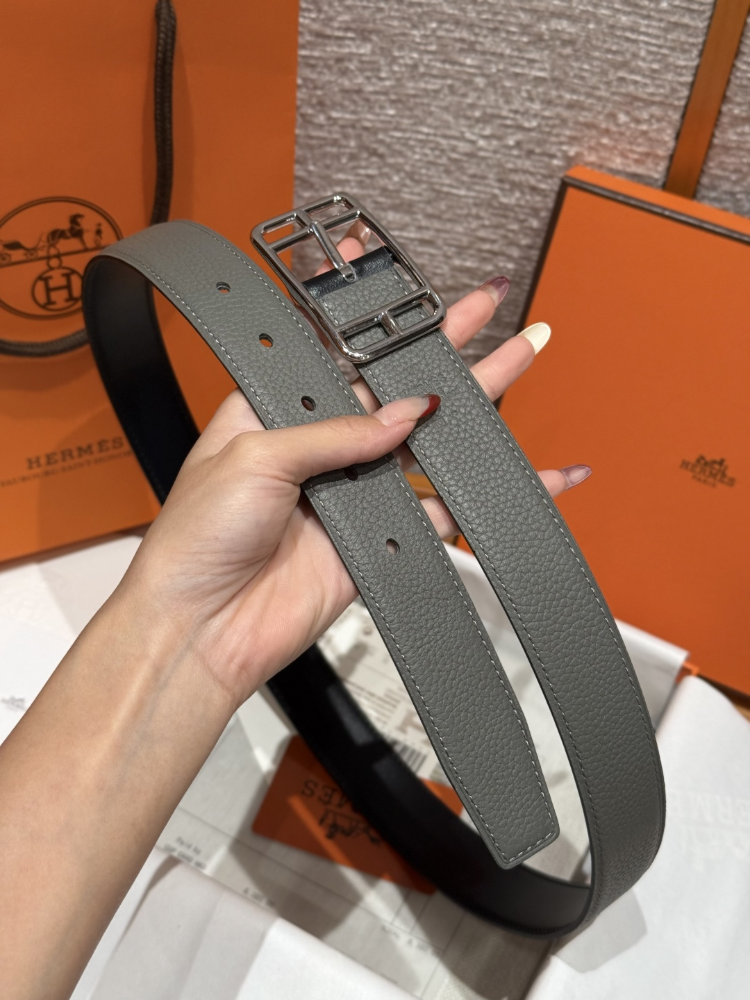 에르메스 케이프코드 32mm 리버시블 송아지가죽 벨트 상세 이미지 5