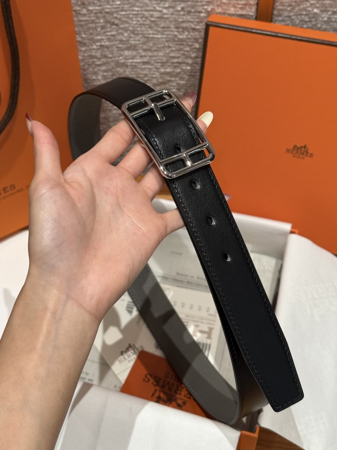 에르메스 케이프코드 32mm 리버시블 송아지가죽 벨트 상세 이미지 4