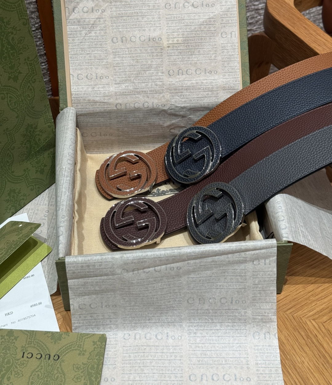 구찌 인터로킹 더블 G 양면 소가죽 벨트 상세 이미지 2