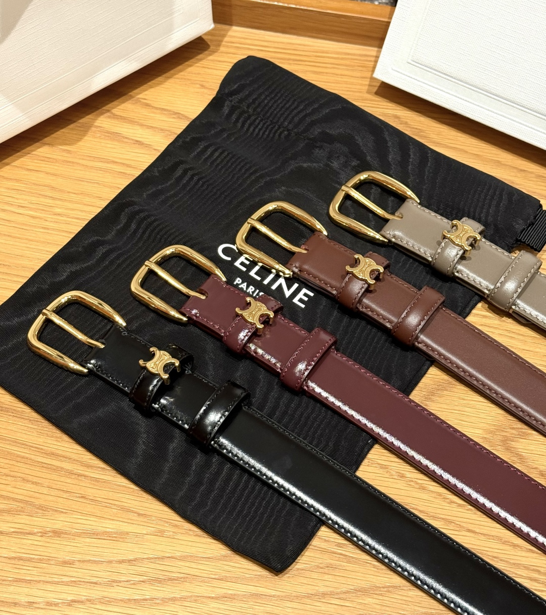 셀린느 트리옹 가죽 미디엄 25mm 벨트 상세 이미지 5
