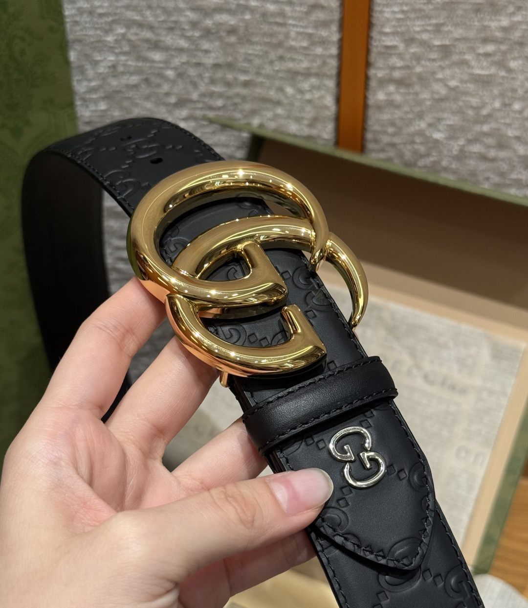구찌 GG 슈프림 더블 G 버클 벨트 상세 이미지 4