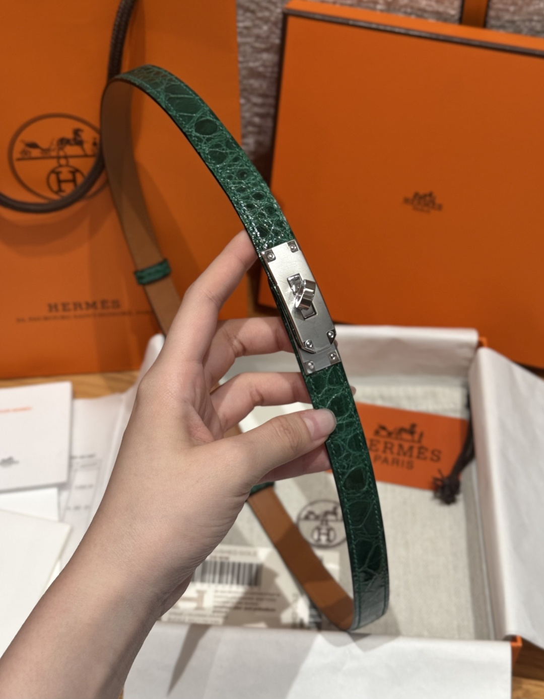 에르메스 켈리 크로커다일 벨트 상세 이미지 6