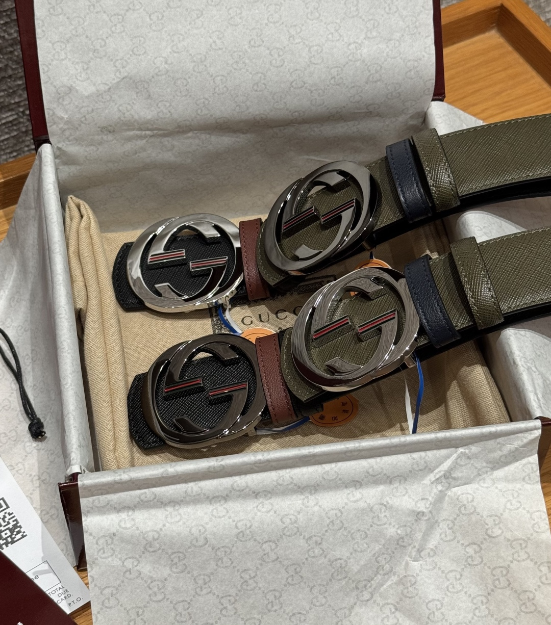 구찌 인터로킹 더블 G 루테늄 버클 양면 벨트 상세 이미지 3
