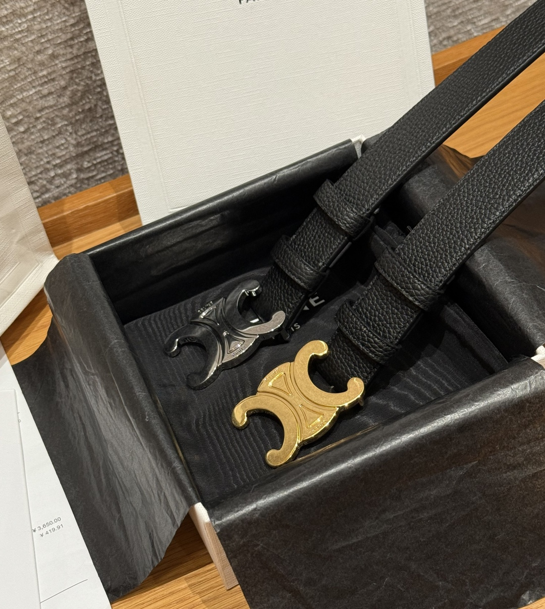 셀린느 개선문 메탈 버클 소가죽 벨트 30MM 상세 이미지 3