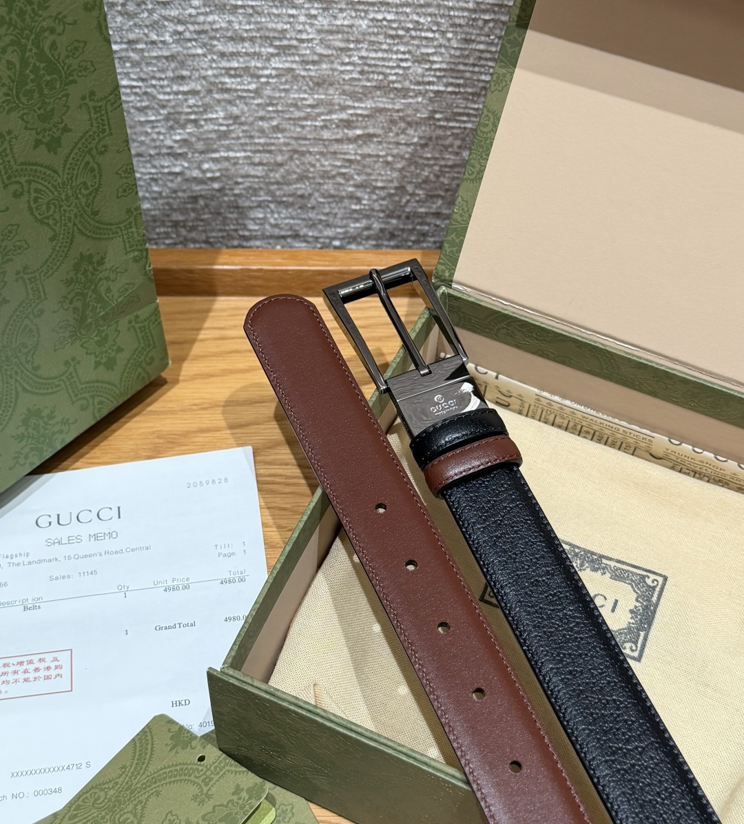 구찌 G 로고 스퀘어 버클 카프스킨 벨트 상세 이미지 7