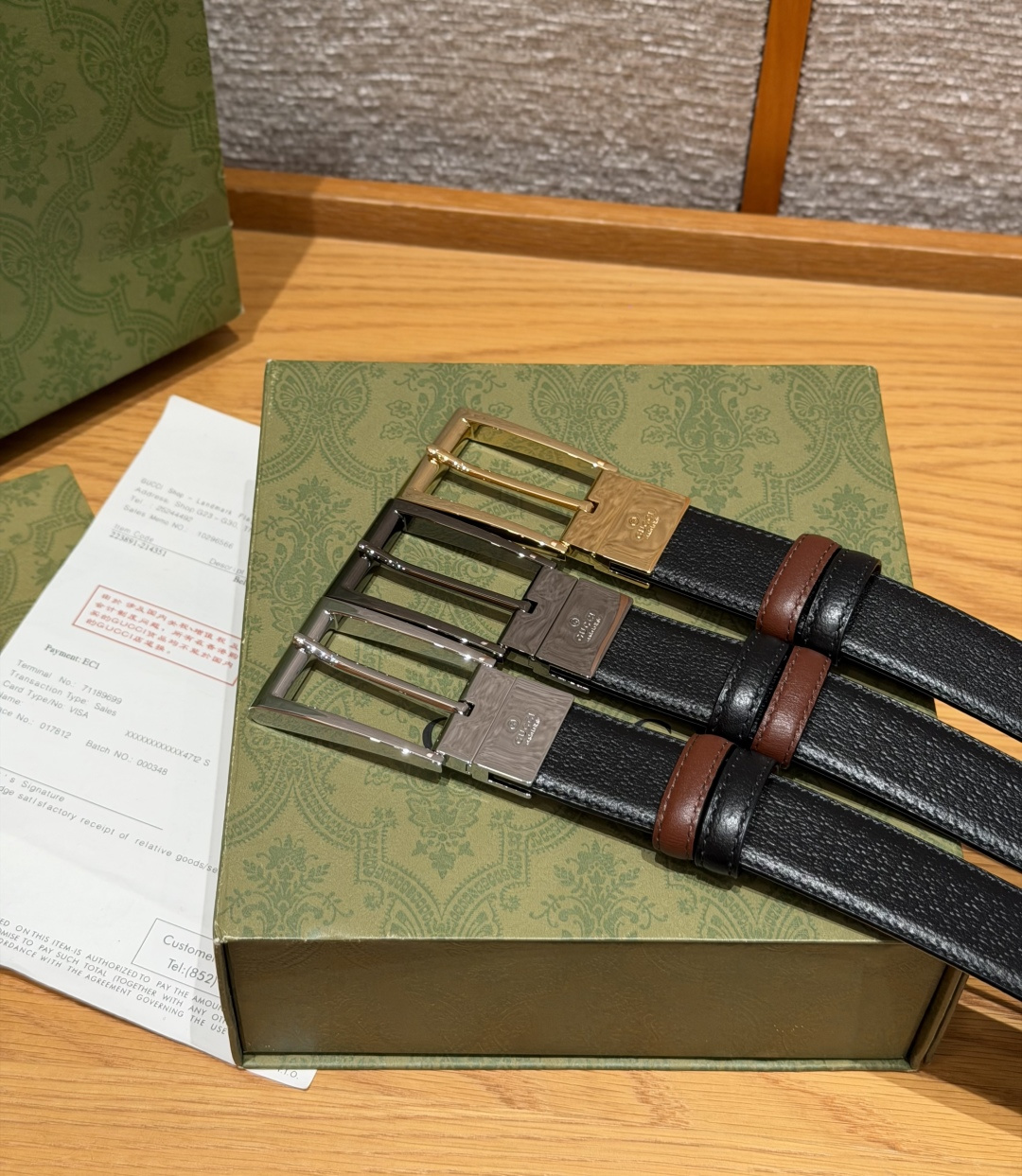 구찌 G 로고 스퀘어 버클 그레인 가죽 벨트 상세 이미지 5