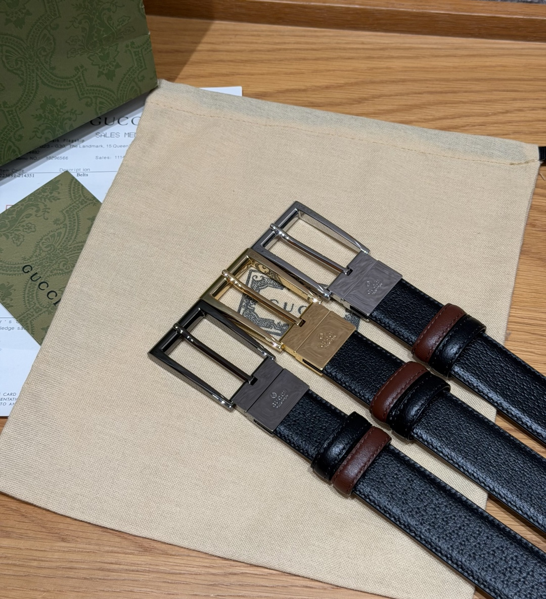 구찌 G 로고 스퀘어 버클 그레인 가죽 벨트 상세 이미지 8