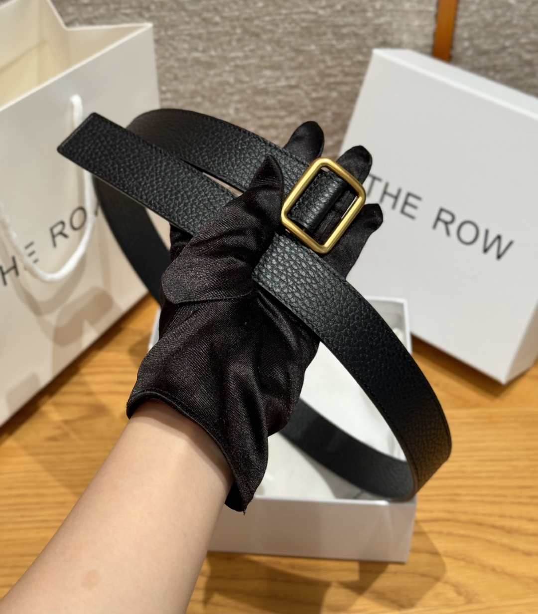 THE ROW Classic Sliding Buckle Leather Belt 25mm 经典滑动扣皮革腰带