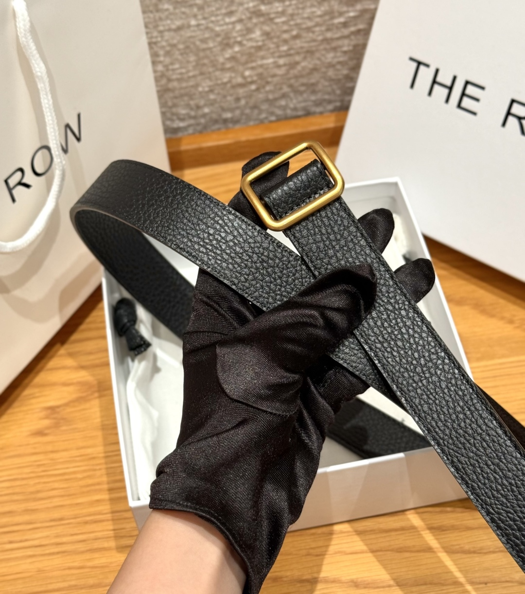 THE ROW Classic Sliding Buckle Leather Belt 25mm 经典滑动扣皮革腰带