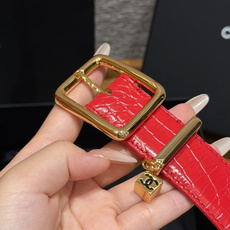 香家✨ Leather Belt with CC Charm,Crocodile Embossed Ca 香家✨ Leather Belt with CC Charm,Crocodile Embossed Ca