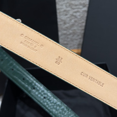 香家✨ Leather Belt with CC Charm,Crocodile Embossed Ca 香家✨ Leather Belt with CC Charm,Crocodile Embossed Ca