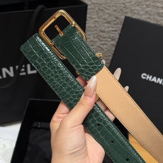 香家✨ Leather Belt with CC Charm,Crocodile Embossed Ca 香家✨ Leather Belt with CC Charm,Crocodile Embossed Ca
