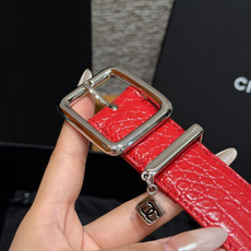 香家✨ Leather Belt with CC Charm,Crocodile Embossed Ca 香家✨ Leather Belt with CC Charm,Crocodile Embossed Ca