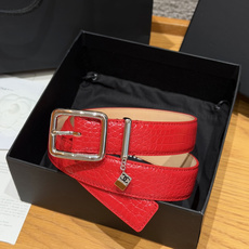 香家✨ Leather Belt with CC Charm,Crocodile Embossed Ca 香家✨ Leather Belt with CC Charm,Crocodile Embossed Ca