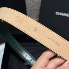 香家✨ Leather Belt with CC Charm,Crocodile Embossed Ca 香家✨ Leather Belt with CC Charm,Crocodile Embossed Ca