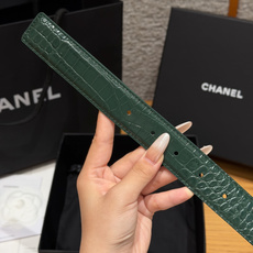 香家✨ Leather Belt with CC Charm,Crocodile Embossed Ca 香家✨ Leather Belt with CC Charm,Crocodile Embossed Ca
