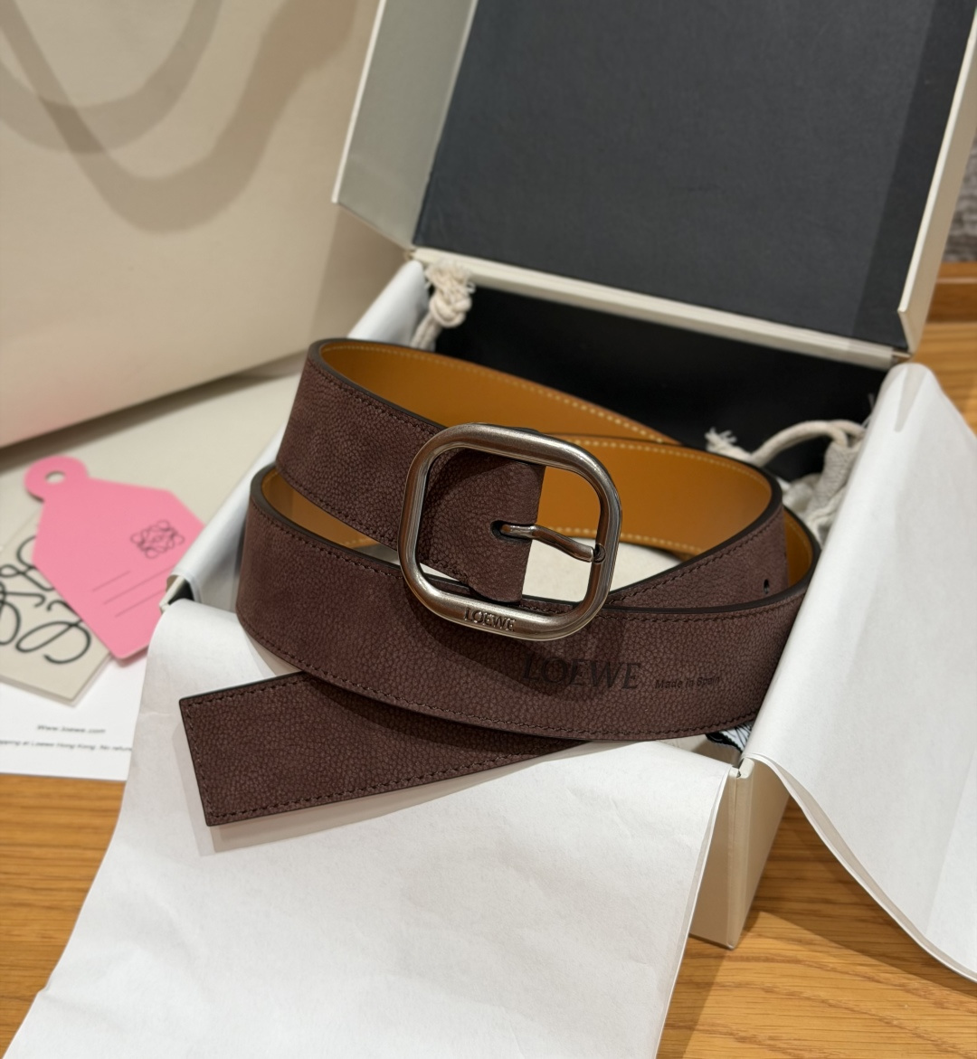 意威家✨ Rounded soft belt in nubuck calfskin 10mm 牛巴革柔软