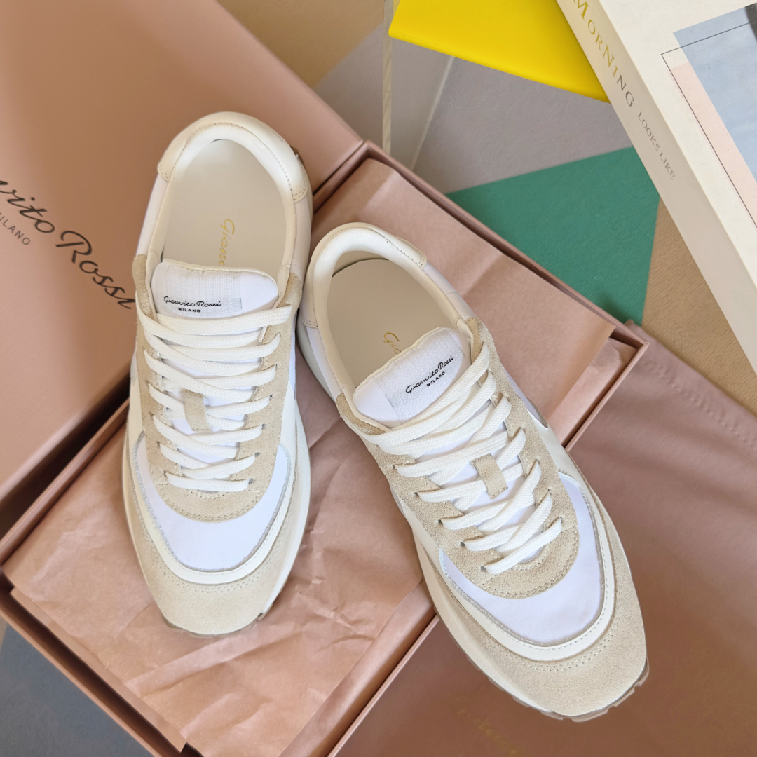 Gianvito Rossi Gravel Series Velvet Sneakers with Thick Base for Leisure Couple.