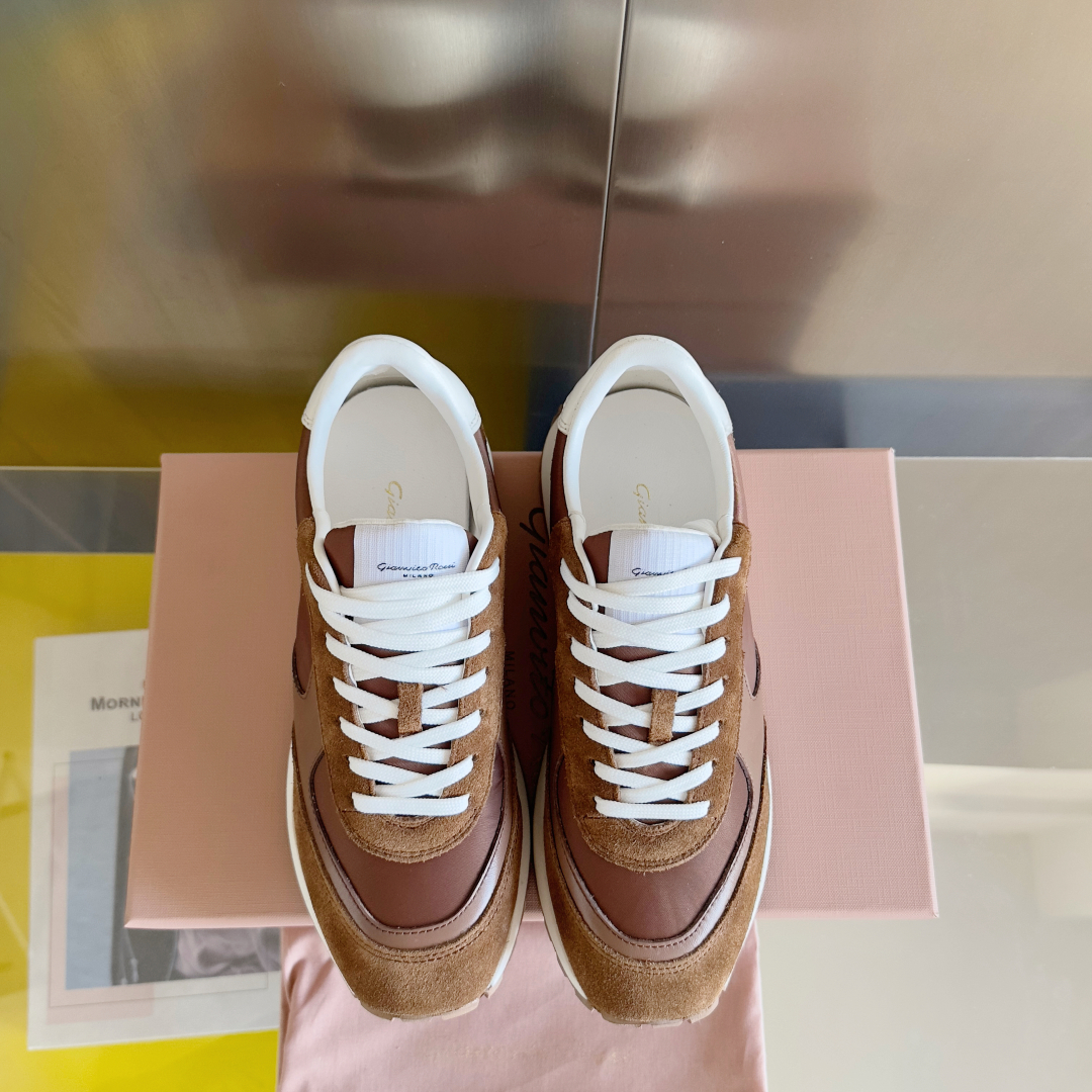 Gianvito Rossi Gravel Series Couple Sneakers with Thick Base and Velvet Design - 图片 7