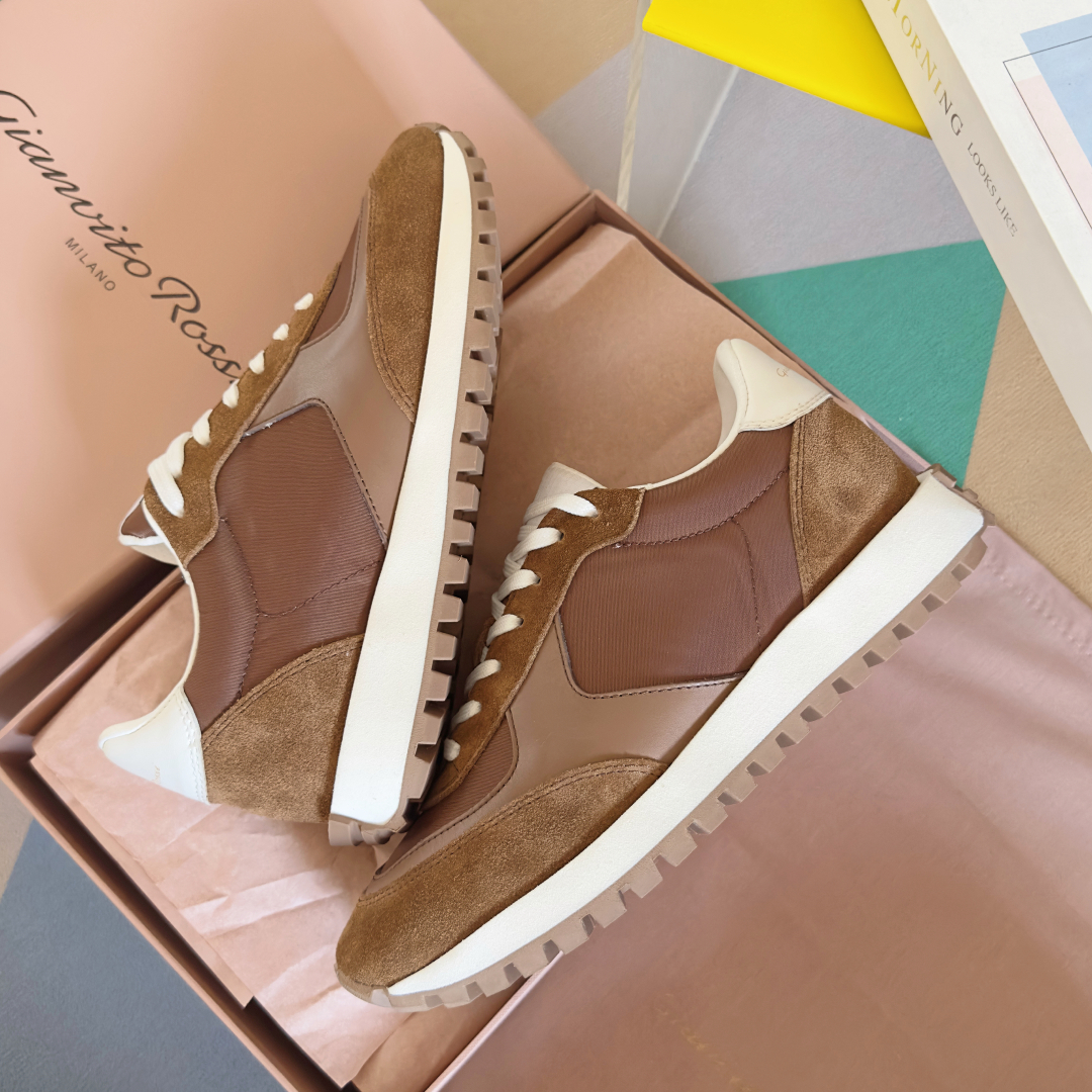 Gianvito Rossi Gravel Series Couple Sneakers with Thick Base and Velvet Design - 图片 6