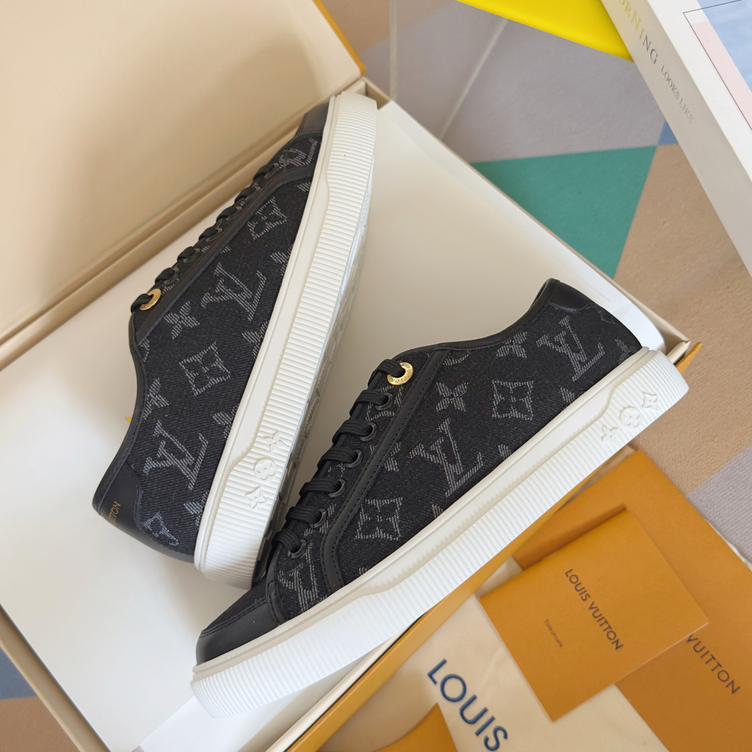 顶级版本：女款（莞货
LV路易威登L家 驴牌最新Lagoon系列 厚底丹宁牛仔布 压花 老花 厚底 休闲