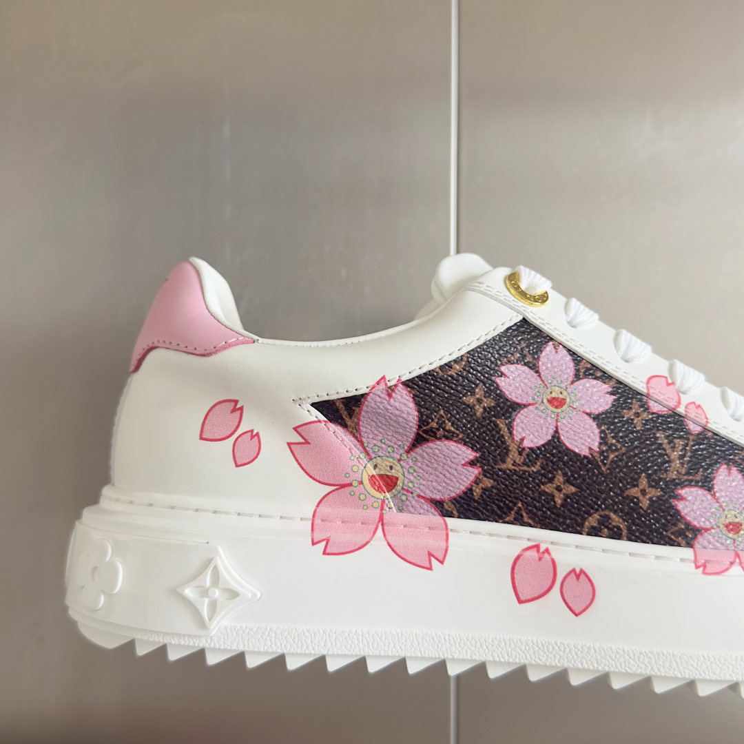 顶级版本：女款
LV x TM村上隆 联名款 驴牌 L家 Time Out 樱花系列 休闲 小白鞋 运动