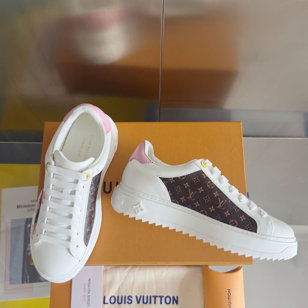 顶级版本：女款
LV x TM村上隆 联名款 驴牌 L家 Time Out 樱花系列 休闲 小白鞋 运动