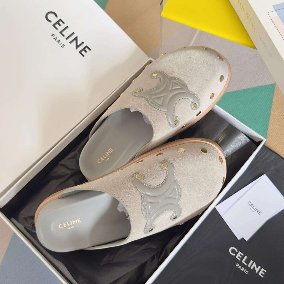 顶级版本：女款
Celine思琳 最新款 Pitea 凯旋门 勃肯 包头拖鞋 凉鞋
原版购入开发 做货 