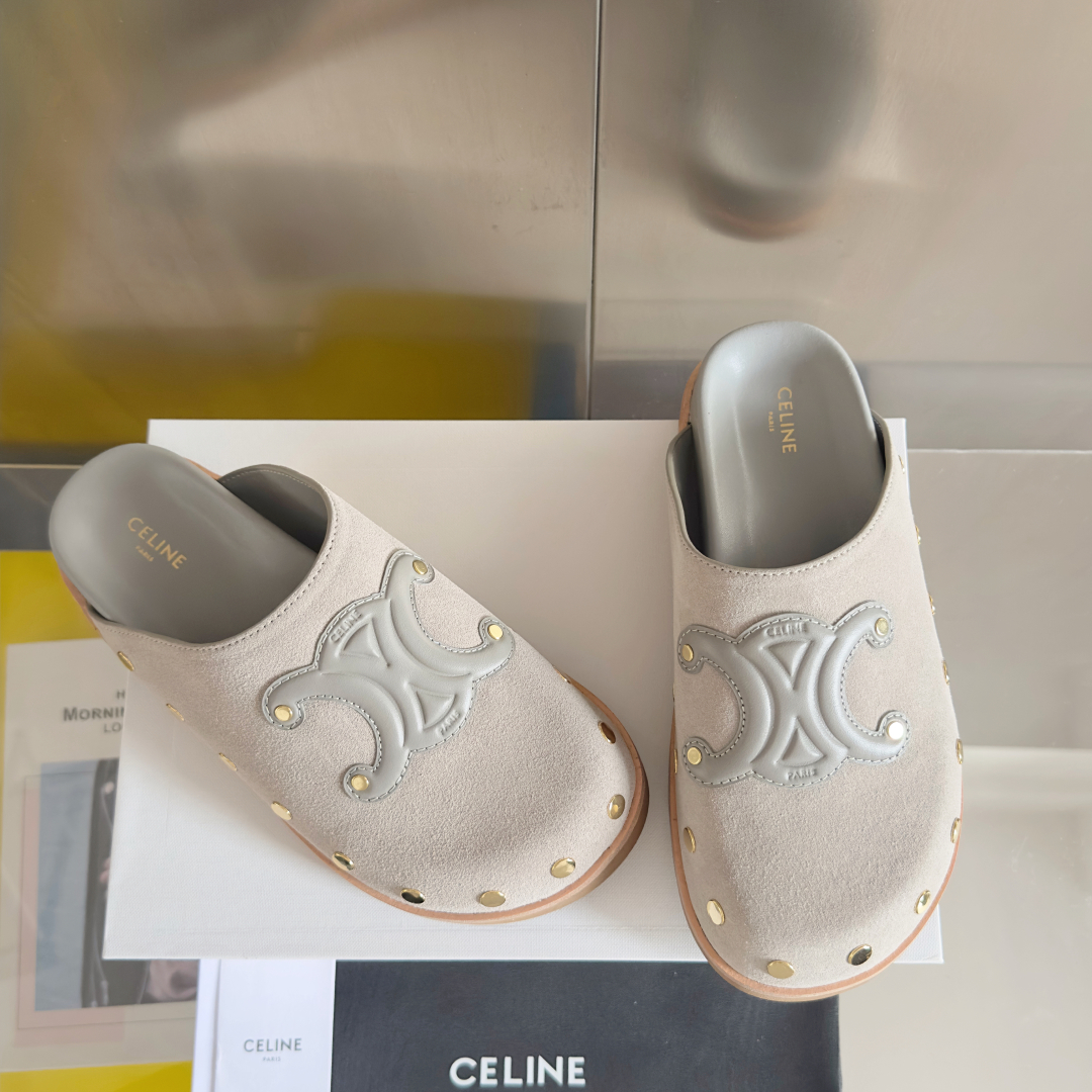 顶级版本：女款
Celine思琳 最新款 Pitea 凯旋门 勃肯 包头拖鞋 凉鞋
原版购入开发 做货 