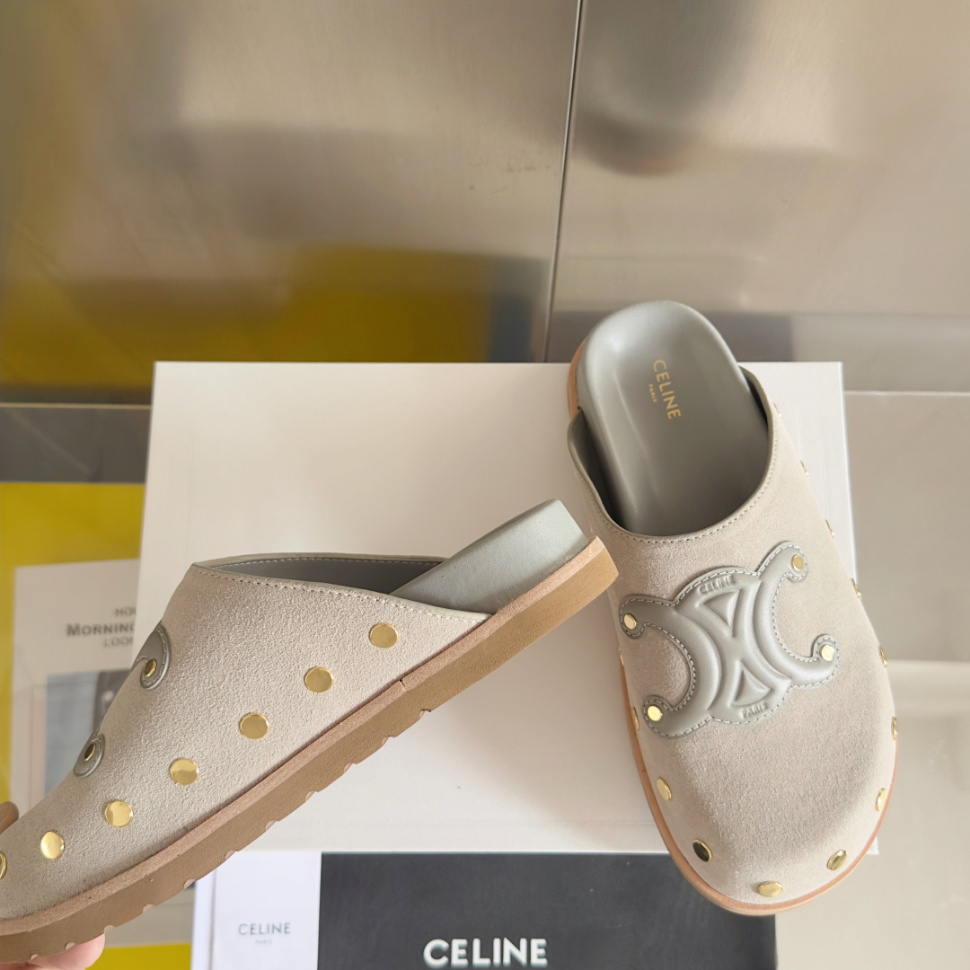 顶级版本：女款
Celine思琳 最新款 Pitea 凯旋门 勃肯 包头拖鞋 凉鞋
原版购入开发 做货 