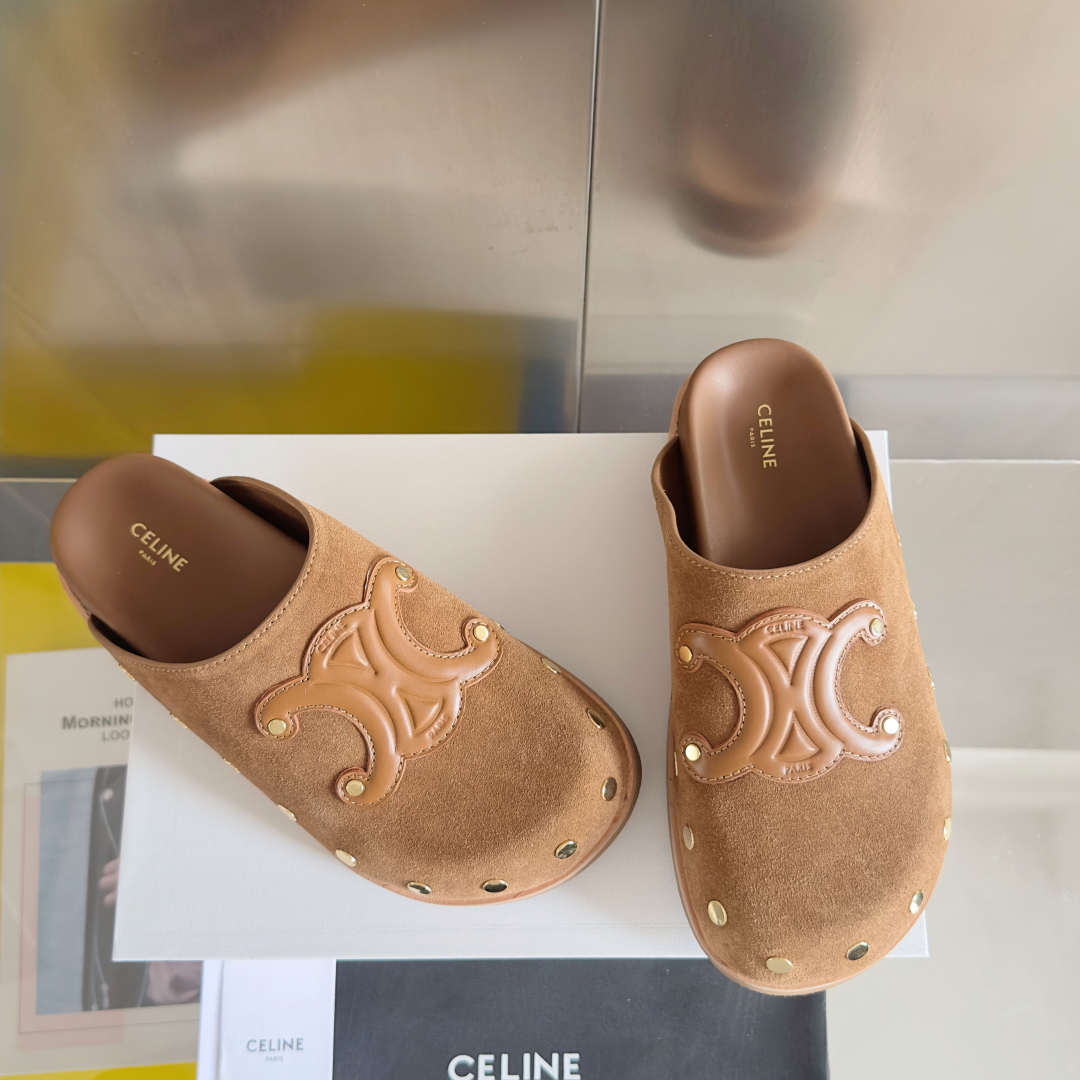 顶级版本：女款
Celine思琳 最新款 Pitea 凯旋门 勃肯 包头拖鞋 凉鞋
原版购入开发 做货 