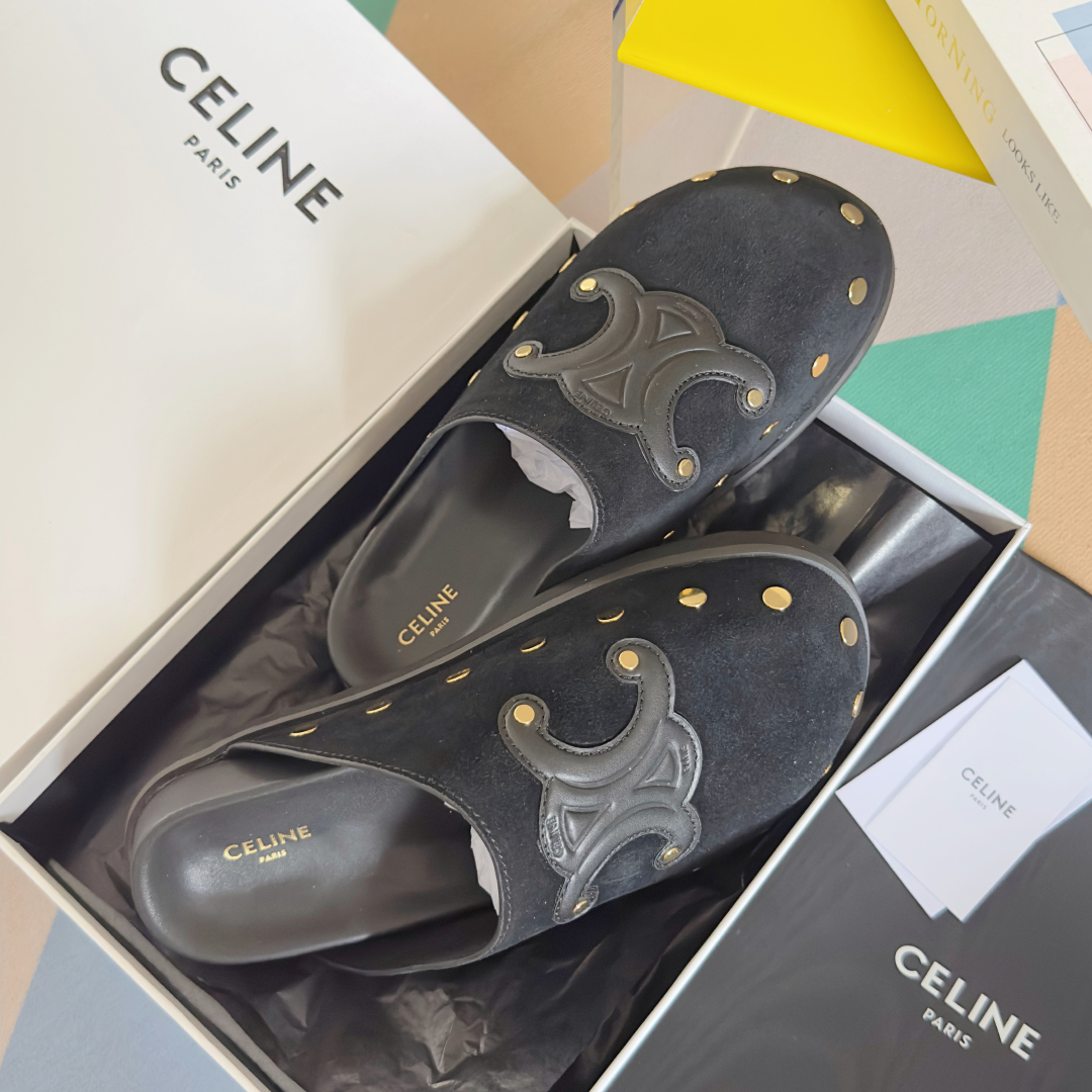 顶级版本：女款
Celine思琳 最新款 Pitea 凯旋门 勃肯 包头拖鞋 凉鞋
原版购入开发 做货 