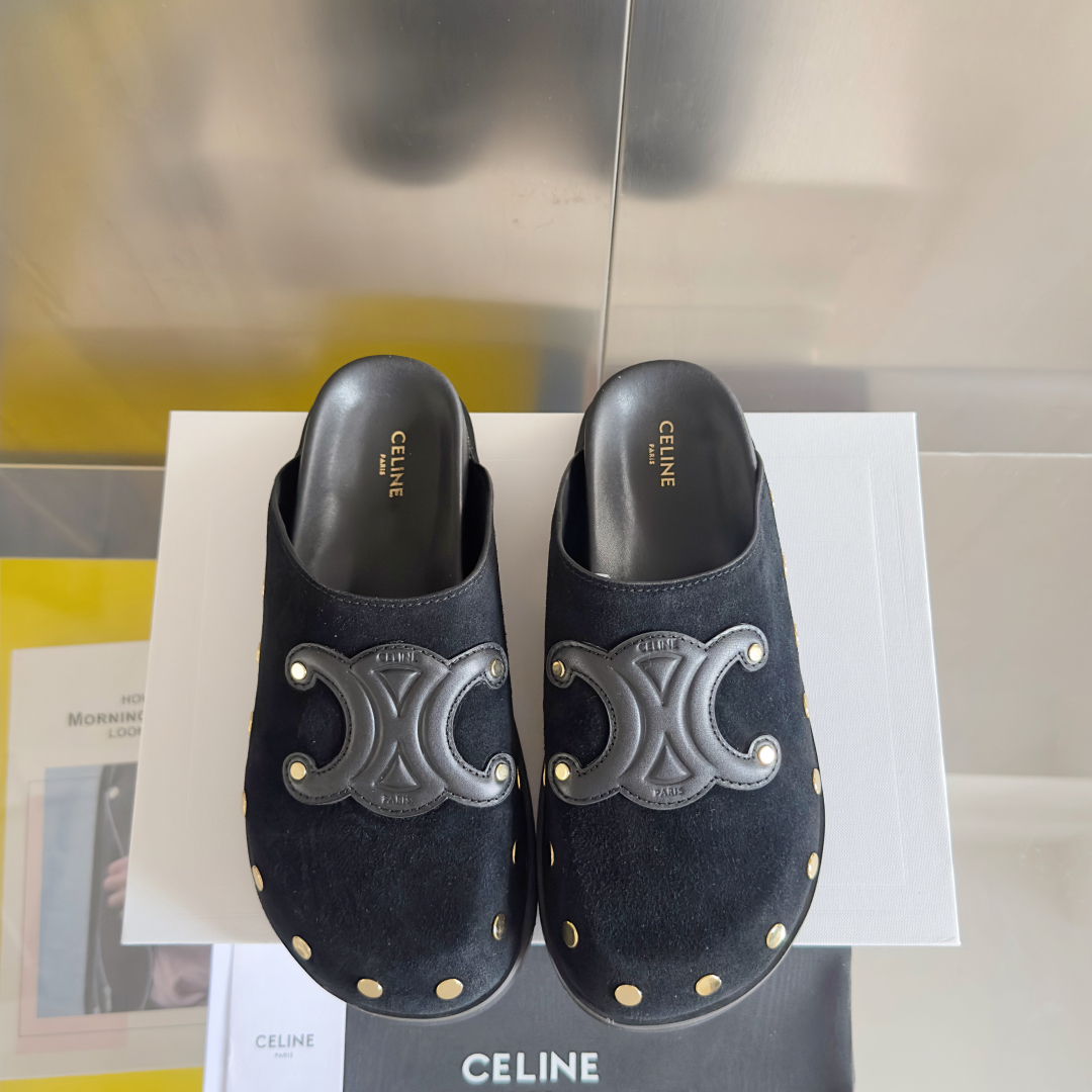 顶级版本：女款
Celine思琳 最新款 Pitea 凯旋门 勃肯 包头拖鞋 凉鞋
原版购入开发 做货 