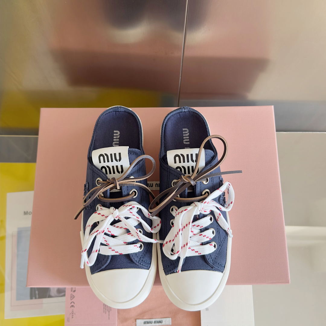 顶级版本：女款
MiuMiu 缪缪 最新款 水洗 丹宁 牛仔布 帆布鞋 厚底 休闲 运动鞋 
原版购入开