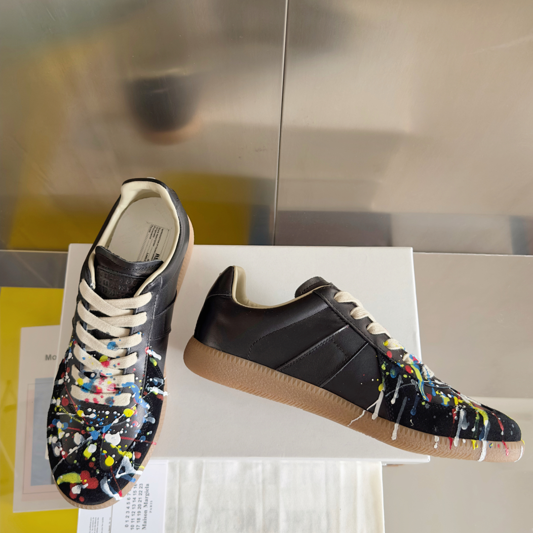 Maison Margiela MM6 Replica Sneakers - Black Leather with Paint Splatter 4 cmp i1745492658433 4191 0 2
